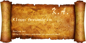 Klepp Annamária névjegykártya